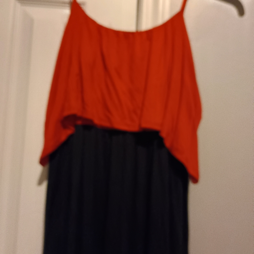 Coveted Clothing Red & Black Maxi Dress Adjustable Spaghetti Straps Size Large - Picture 9 of 10